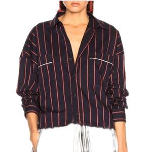 Fear of God SZ XL Fifth Collection 2017 Navy Red/White Striped Oversized Shirt